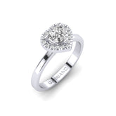 Gabriano Milagros 3 tırnaklı tektaş yüzük; GIA-HRD sertifikalı kalp pırlanta ve beyaz altın montürün üstten görünüşü